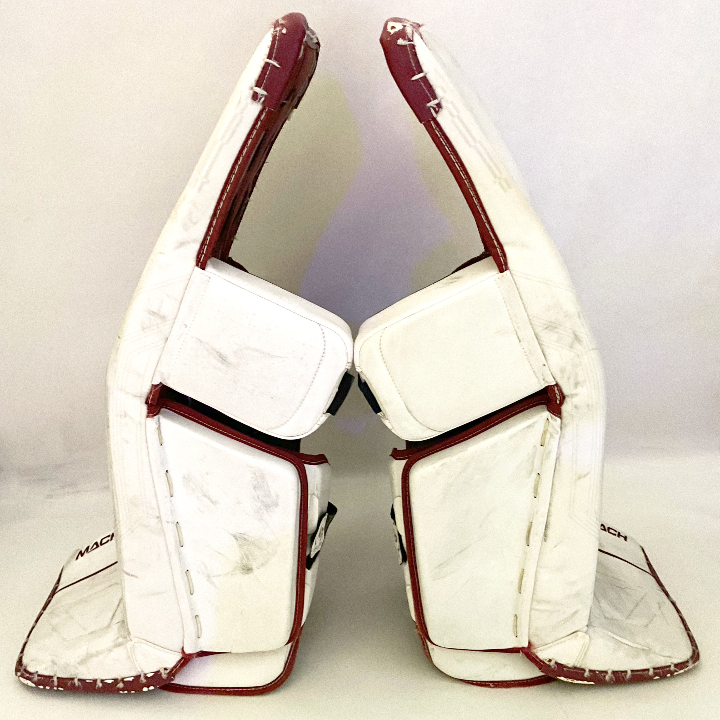 Bauer Supreme Mach - Jambières de gardien Pro Stock d'occasion (blanc/marron)